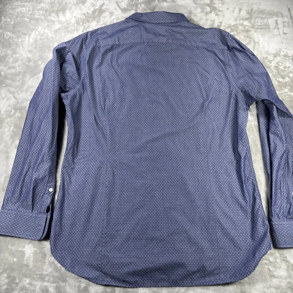 Banana Republic Mens Soft Wash Tailored Slim Fit Blue Diamond Pattern Shirt L